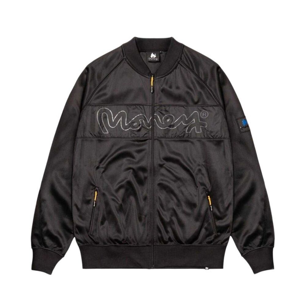 Money Mens Embroidered Logo Satin Bomber Jacket / Black